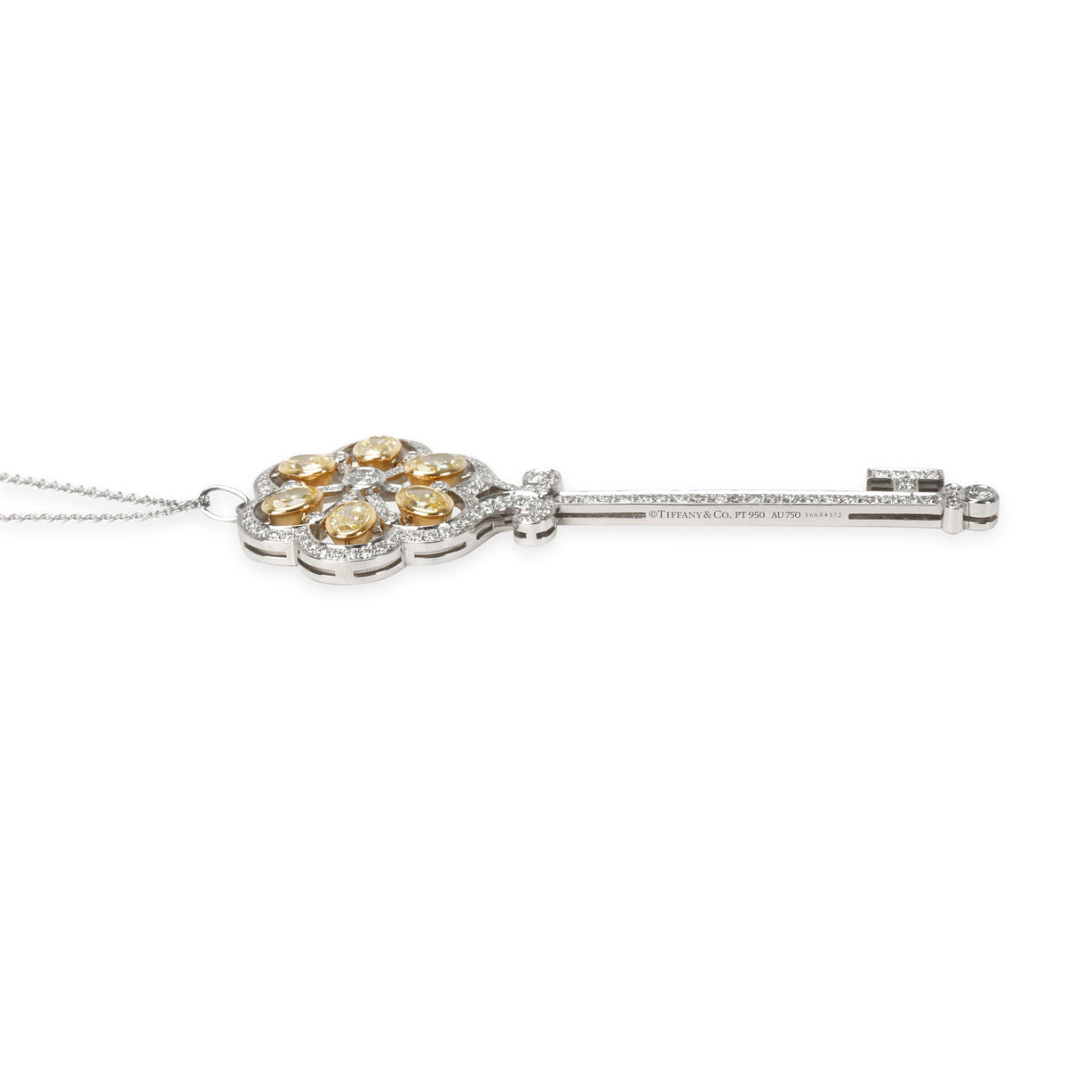 Tiffany & Co. Custom Made Fancy Yellow Diamond Key Pendant in 18KT Gold 4.14 CTW