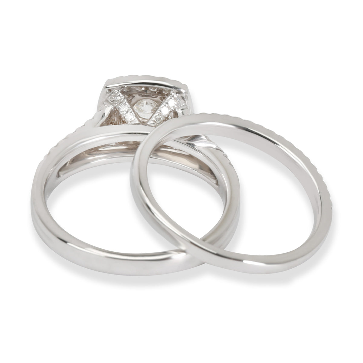 Zales Double Halo Diamond Wedding Set in 14K White Gold I I2 0.75 CTW
