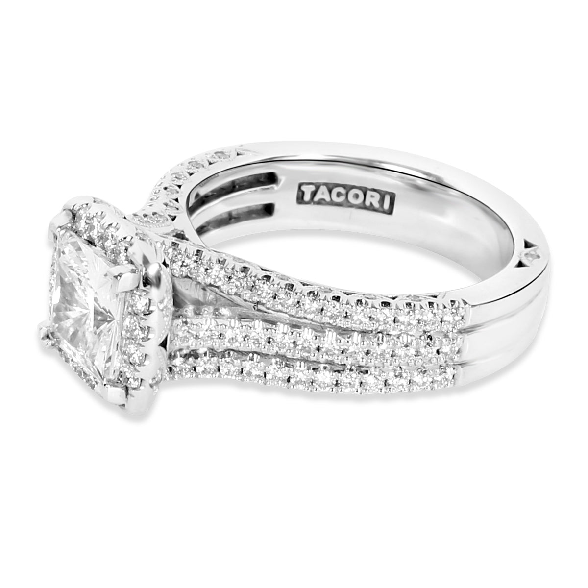 Tacori Diamond Princess Cut Engagement Ring Setting in 18K White Gold (0.78 CTW)