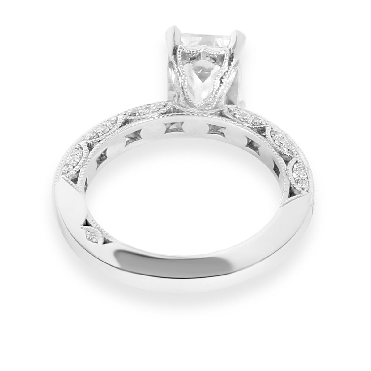Tacori Diamond Emerald Cut Engagement Ring Setting in Platinum (0.41 CTW)