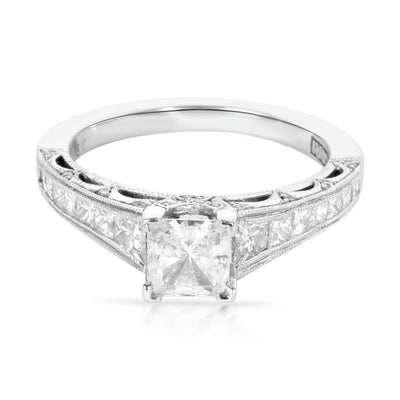 Tacori Princess Cut Diamond Engagement Ring Setting in 18K White Gold (0.75 CTW)