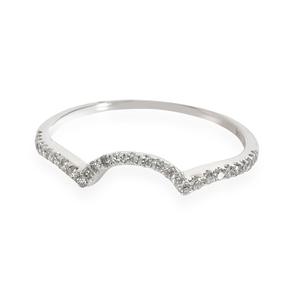 Simon G Curved Wedding Band in 18K White Gold 0.15 CTW