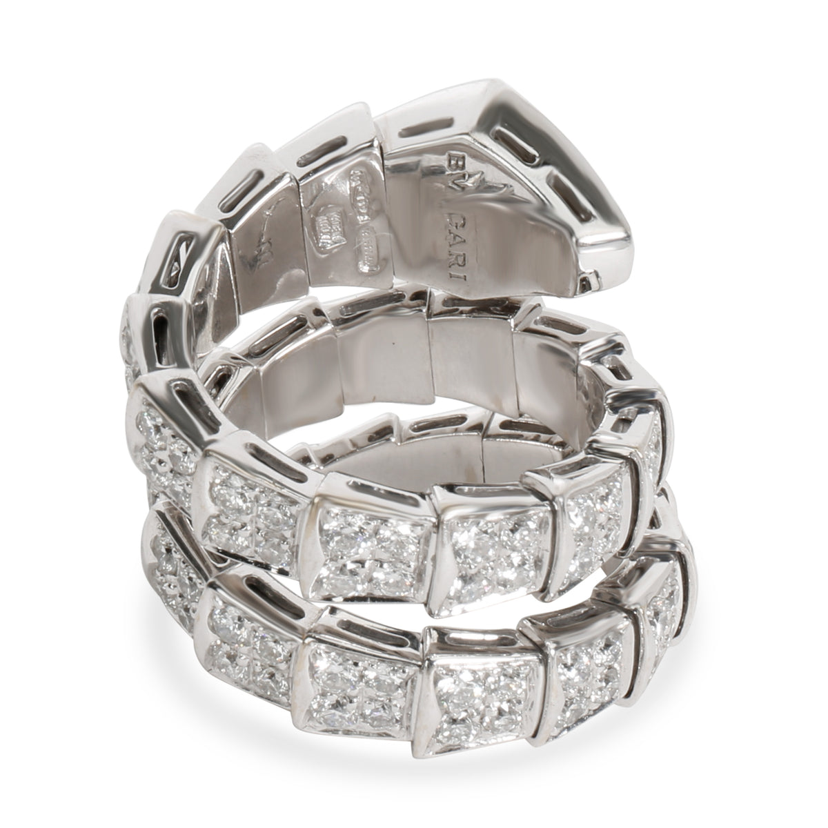 Bulgari Serpenti Diamond Ring in 18K White Gold 4 CTW