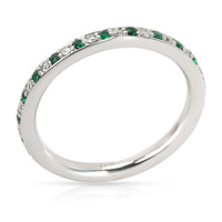 Alternating Diamond and Emerald Stackable Eternity Band in Platinum 0.18 ctw
