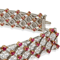 Vintage Tiffany Diamond & Ruby Bracelet in 18K Yellow Gold/Platinum 10.82 CTW