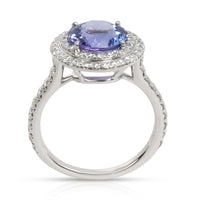 Tiffany & Co. Soleste Tanzanite Diamond Halo Ring in  Platinum 0.48 CTW