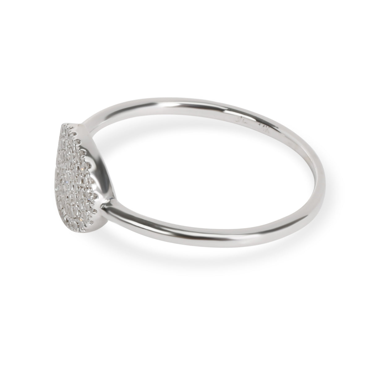 Pave Oval Shape Diamond Ring in 14K White Gold 0.22 CTW