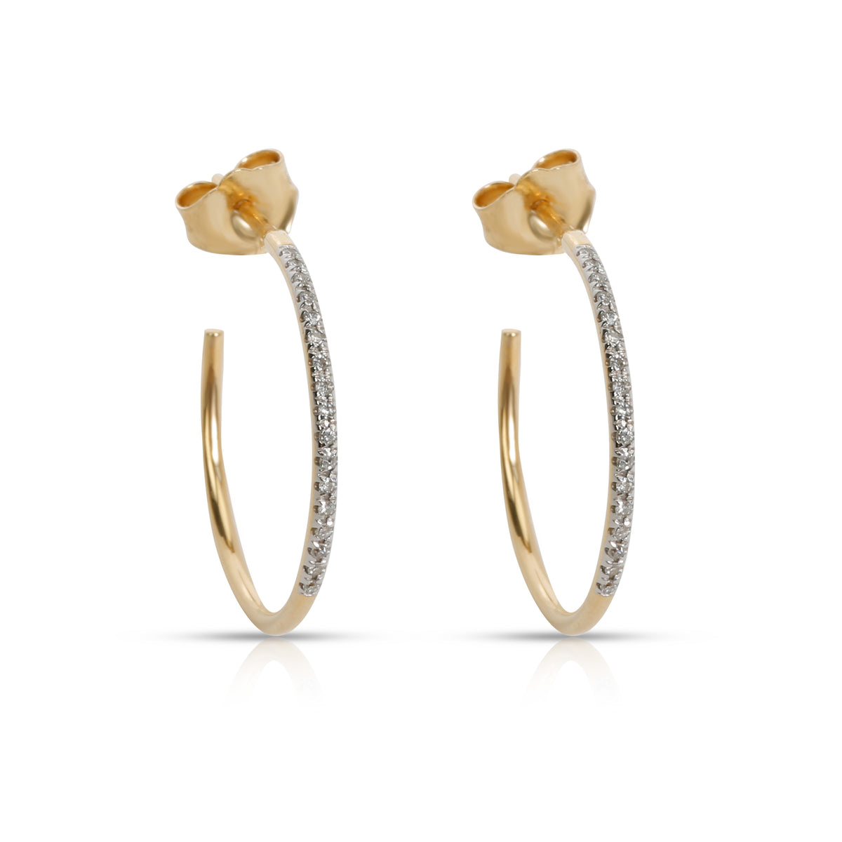 Round Cut Diamond Hoop Earring in 14K Yellow Gold 0.1 CTW