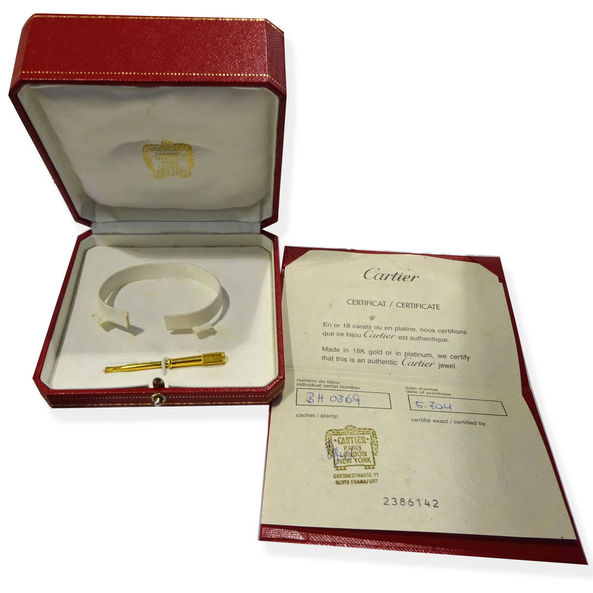 Cartier LOVE Bracelet in 18K Yellow Gold Size 19