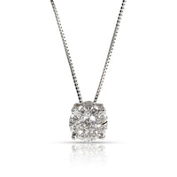 Cluster Diamond Pendant Necklace in 14K White Gold 0.75 CTW