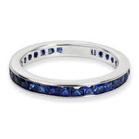 Channel Set Stackable Sapphire Eternity Band in 18K White Gold