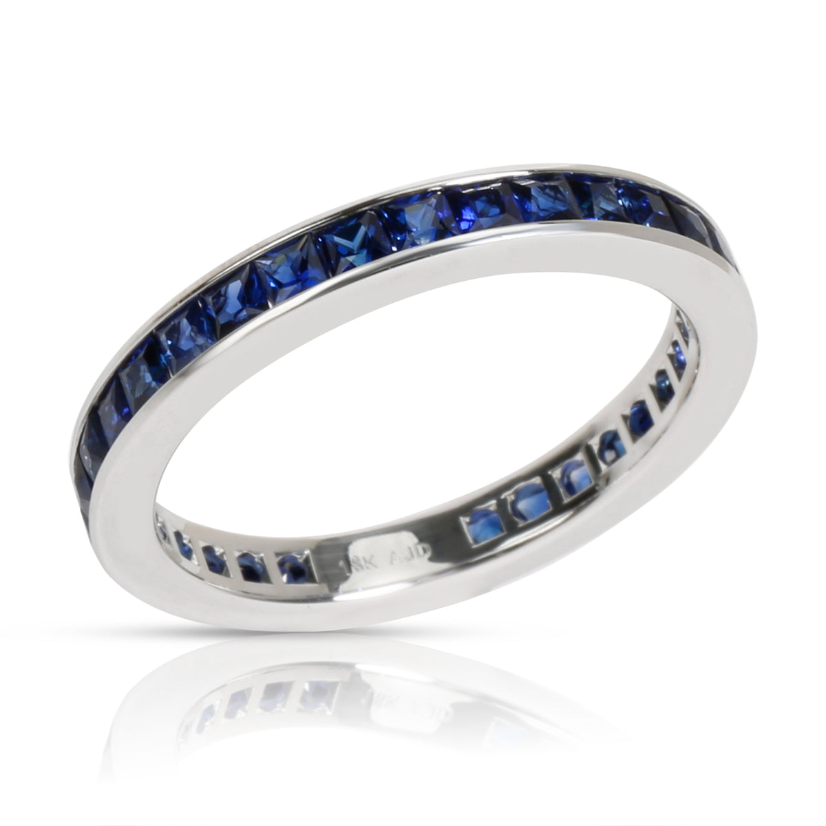 Stackable Princess Cut Sapphire Eternity Band in 18K White Gold