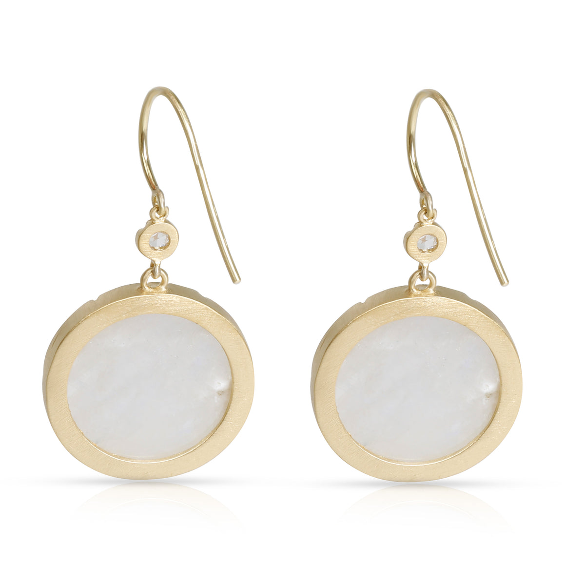 Irene Neuwirth Moonstone Drop Earrings with Scallop in 18K Yellow Gold