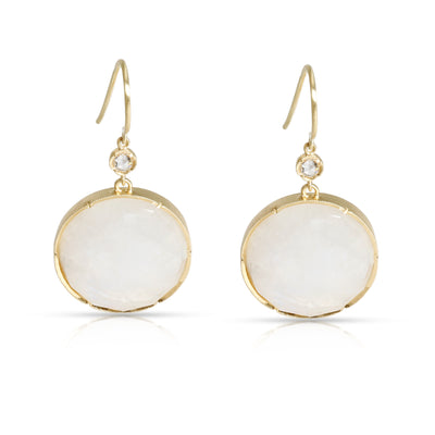 Irene Neuwirth Moonstone Drop Earrings with Scallop in 18K Yellow Gold