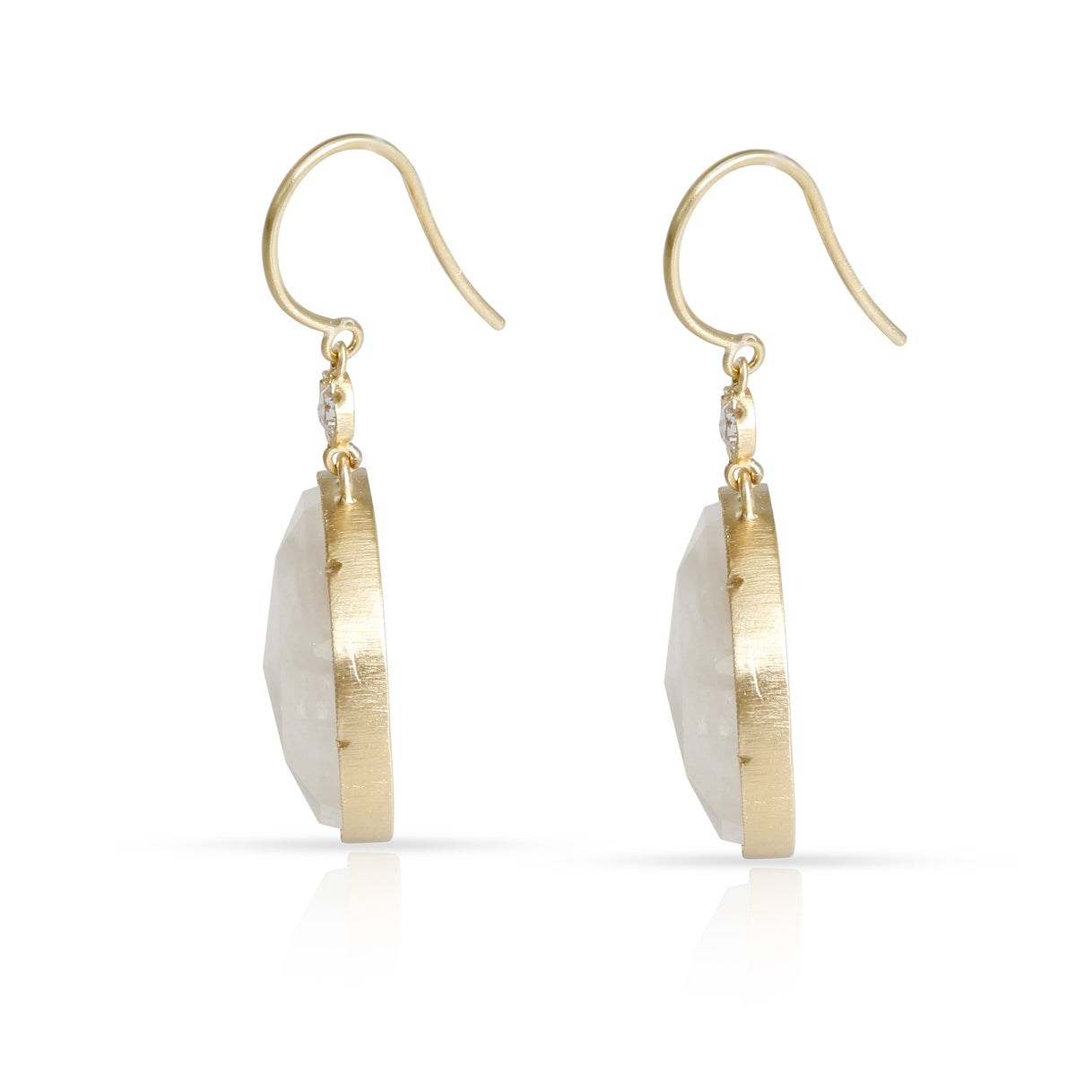 Irene Neuwirth Moonstone Drop Earrings with Scallop in 18K Yellow Gold