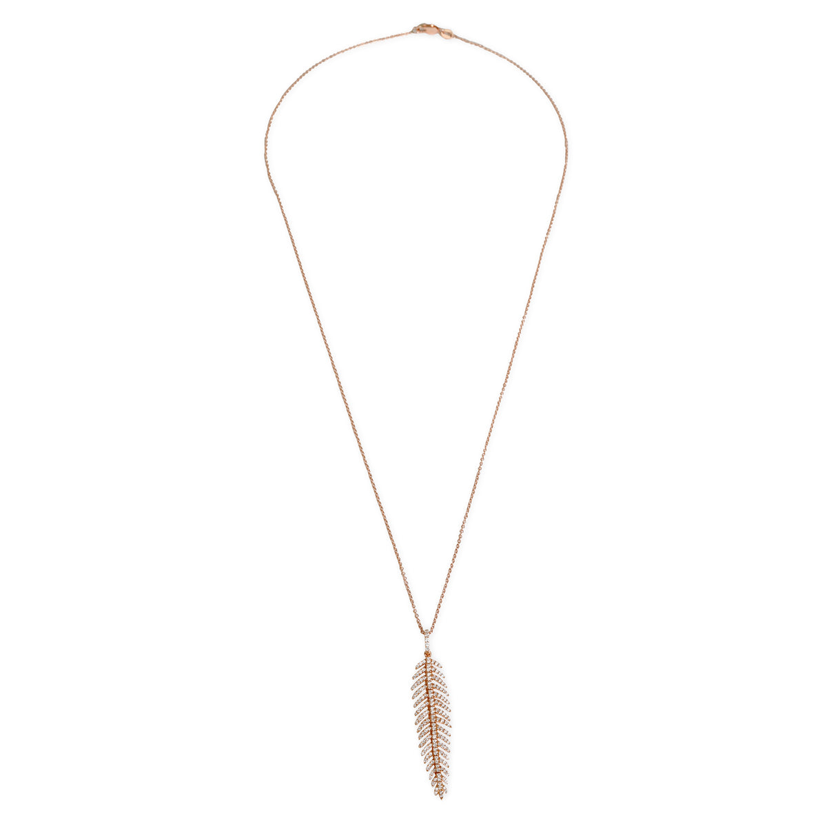 Nicole Rose Articulated Feather Diamond Necklace in 18K Rose Gold 0.44 CTW