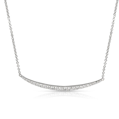 Nicole Rose Arc Diamond Curved Bar Necklace in 18K White Gold 0.48 CTW
