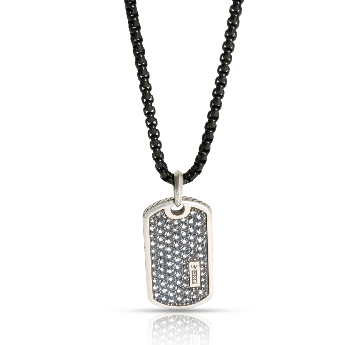 David Yurman Pave Dogtag Men's Necklace with Gray Sapphires by WP