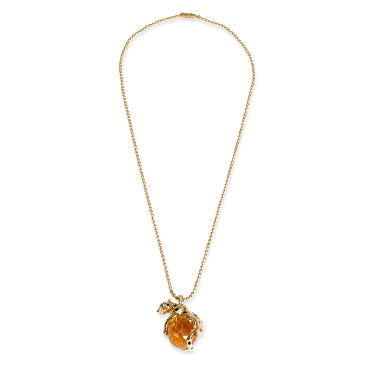 Cartier Panthere Citrine, Lacquer, Tsavorite & Diamond Necklace in 18KT Gold