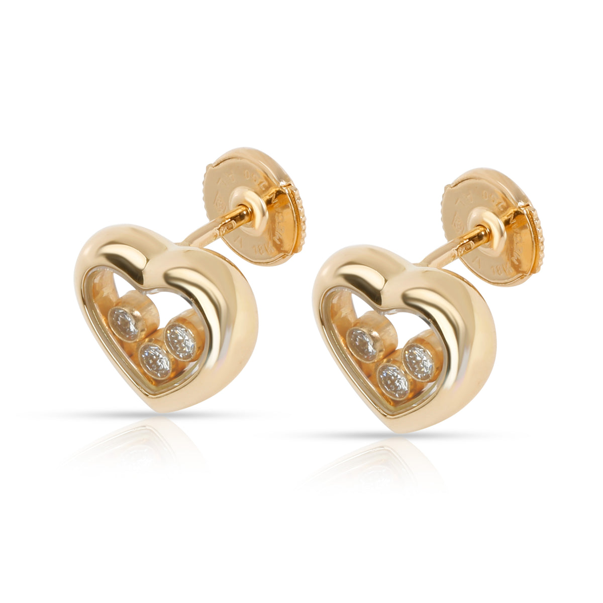 Chopard Happy Diamonds Icons Heart Earrings in 18K Yellow Gold 0.18 CTW