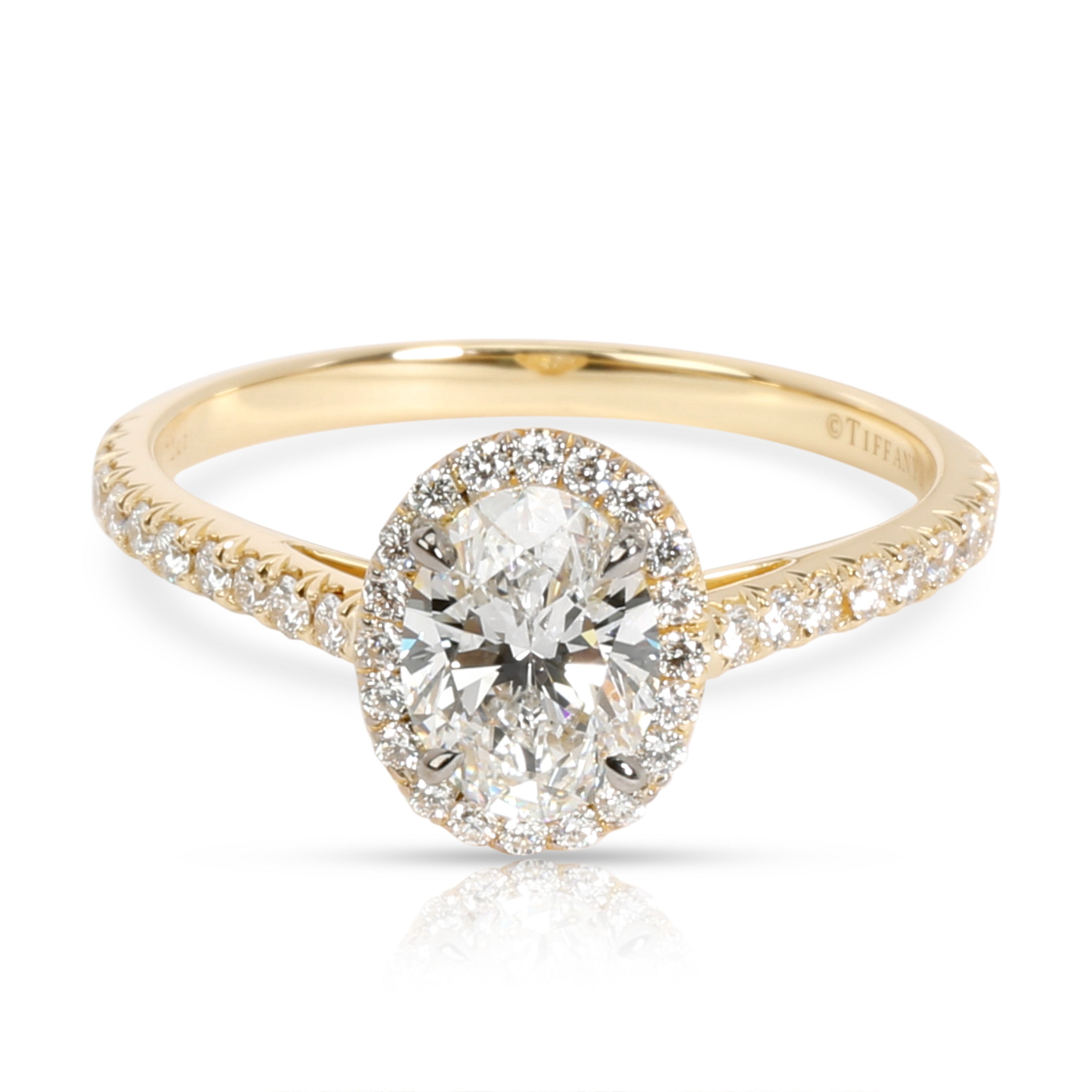 Tiffany Halo Oval Diamond Engagement Ring in 18K Yellow Gold