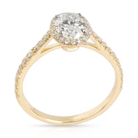 Tiffany & Co. Halo Oval Diamond Engagement Ring in 18K Yellow Gold F VVS1 1CTW