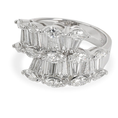 Marquise & Baguette Diamond Crossover Ring in 8K White Gold 2.05 ctw
