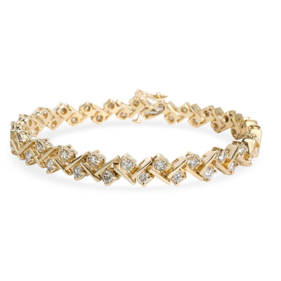 Diamond Tennis Bar Bracelet in 14K Yellow Gold 2.76 CTW