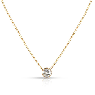 Bezel Set Solitaire Diamond Necklace in14K Yellow Gold 0.52 CTW