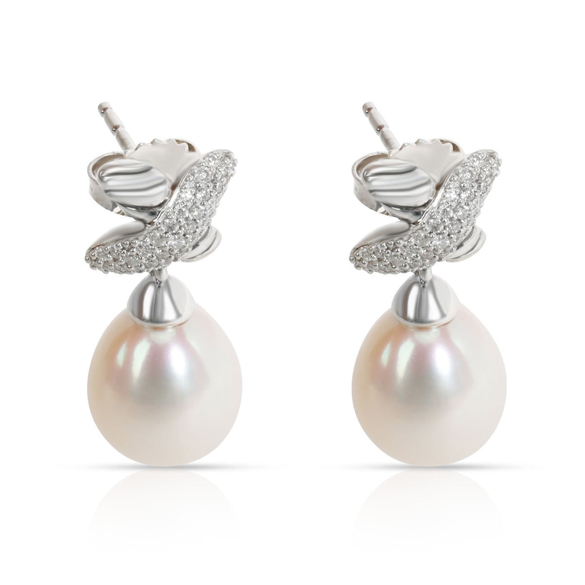 David Yurman Cable X Diamond & Pearl Earrings in14K Gold/Sterling Silver 0.28ctw