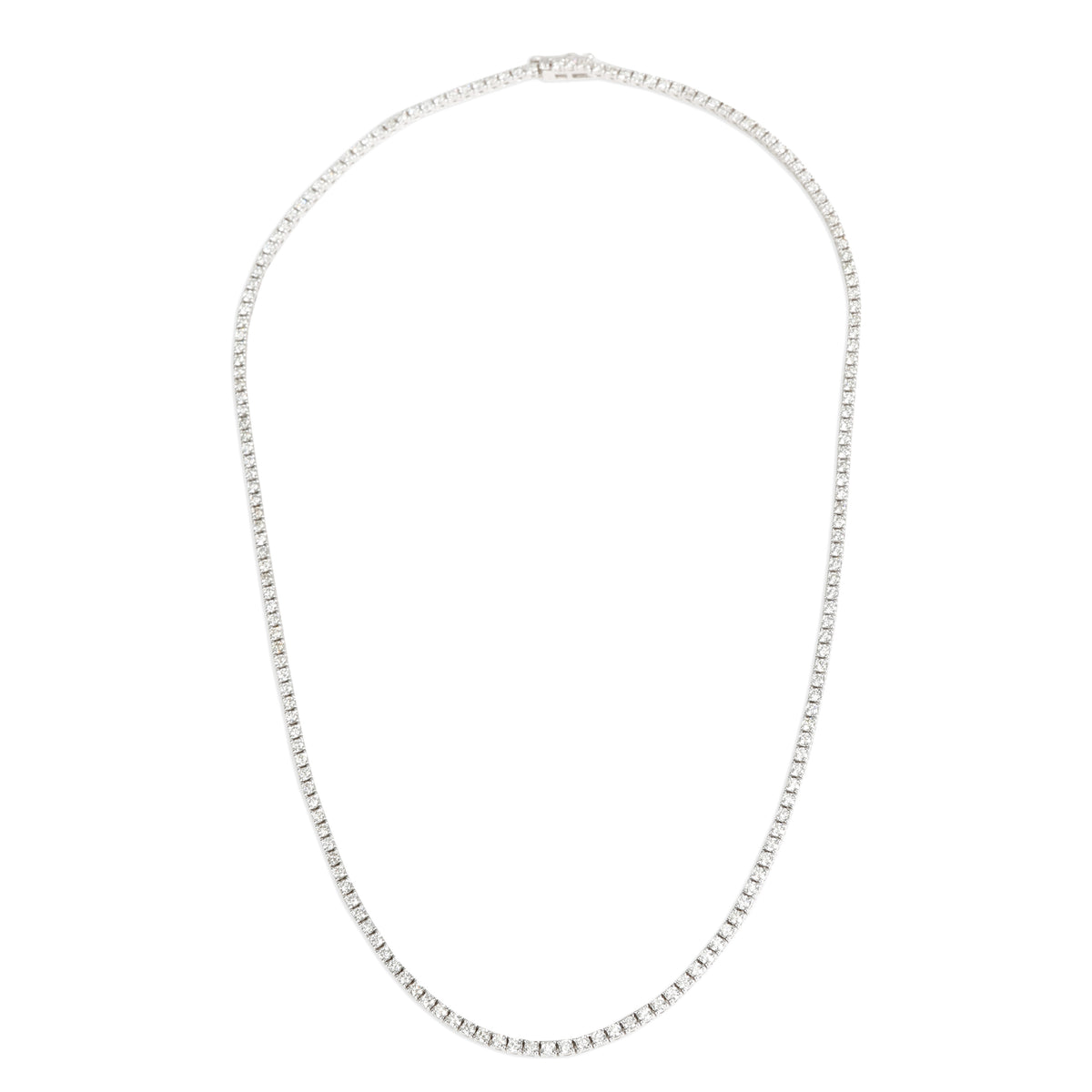 Round Cut Diamond Tennis Necklace in 18K White Gold 4.56 CTW