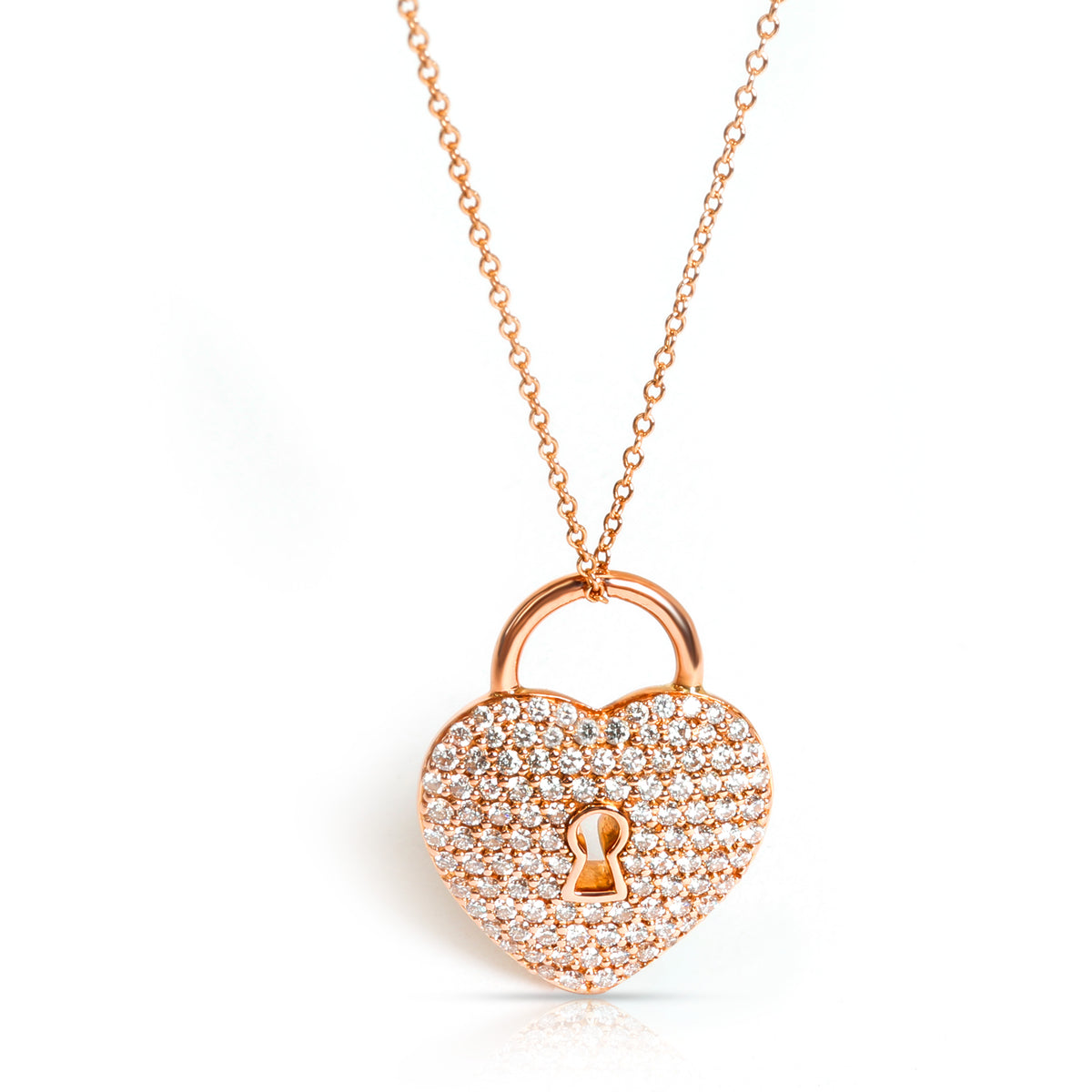 Tiffany & Co. Heart Lock Diamond Pendant in 18K Rose Gold 1.06 CTW