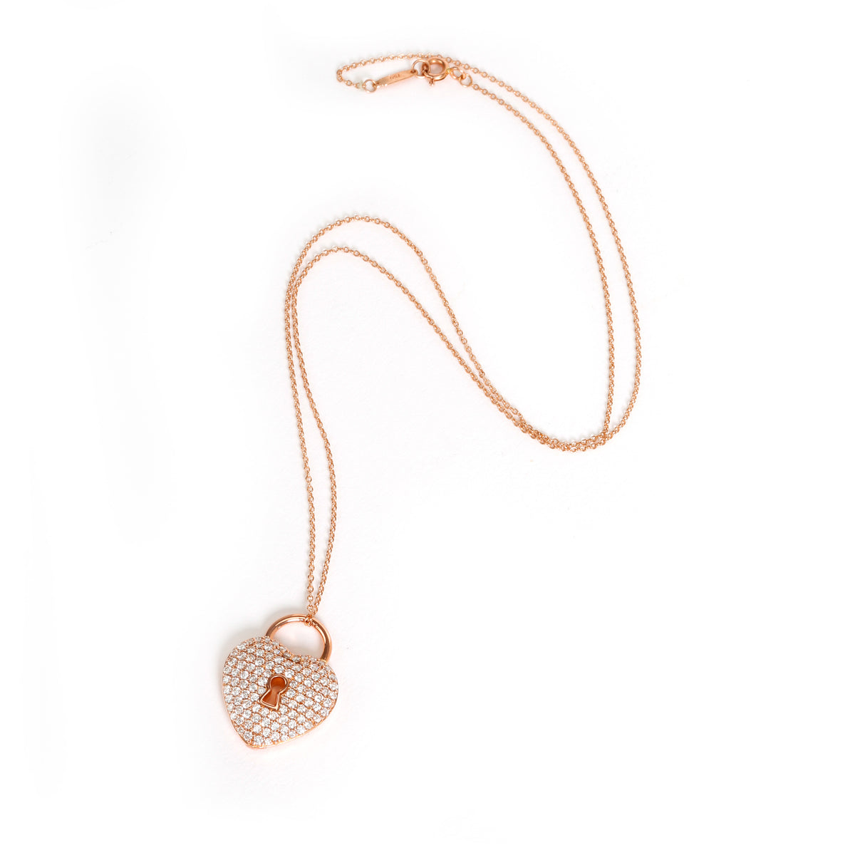 Tiffany & Co. Heart Lock Diamond Pendant in 18K Rose Gold 1.06 CTW