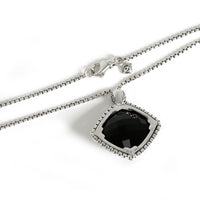 David Yurman Cushion On Point 20mm Black Onyx Diamond Pendant Necklace
