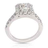 Radiant Halo Diamond Engagement Ring in 14K White Gold H I1 1.37 CTW