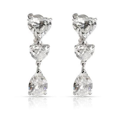 Cartier Heart & Pear Diamond Drop Earrings in 18K White Gold 5.22 CTW