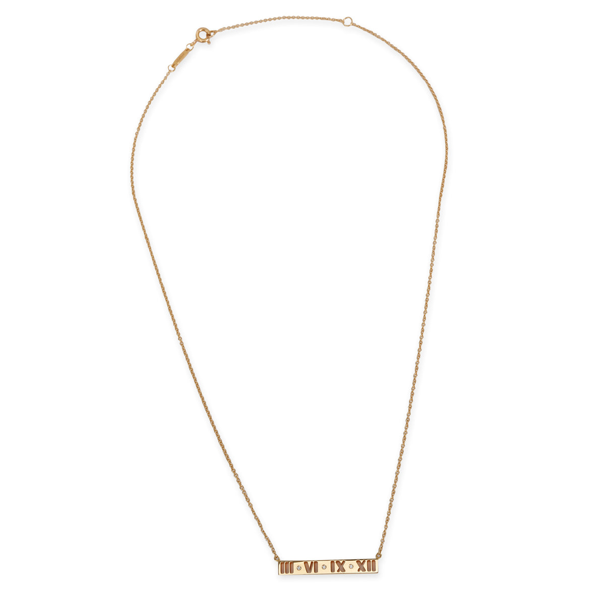 Tiffany & Co. Atlas Pierced Bar Diamond Pendant Necklace in 18KT Gold 0.01 CTW