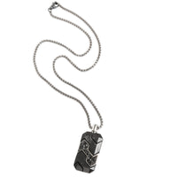 David Yurman Black Diamond Titanium & Carbon Dog Tag Pendant in Silver 1.7 CTW
