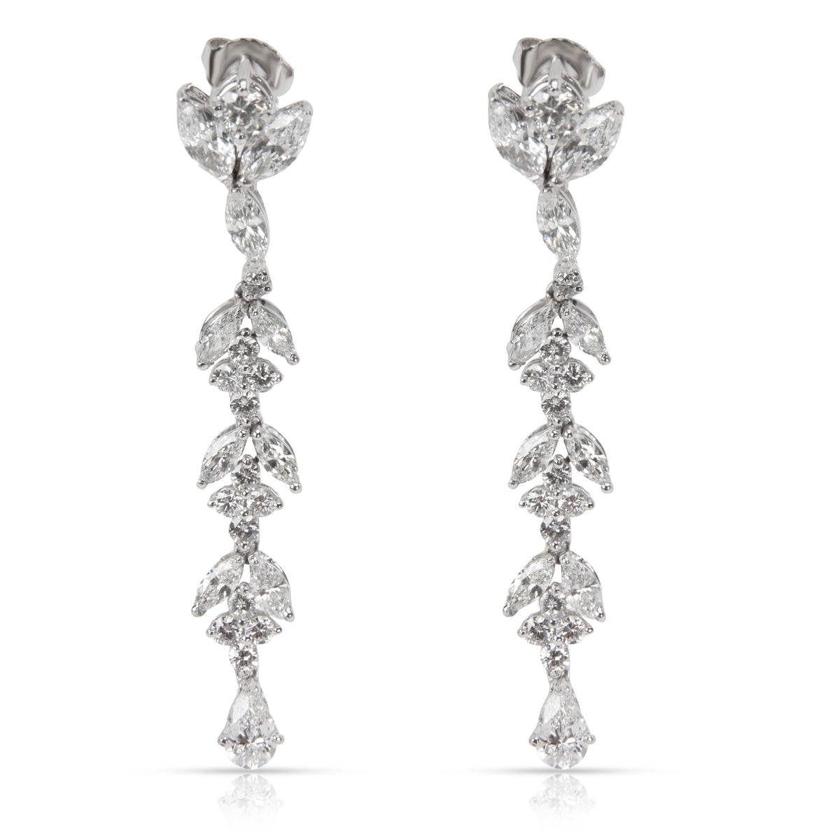 Marquise, Pear & Round Diamond Drop Earrings in Platinum (4.64 CTW)