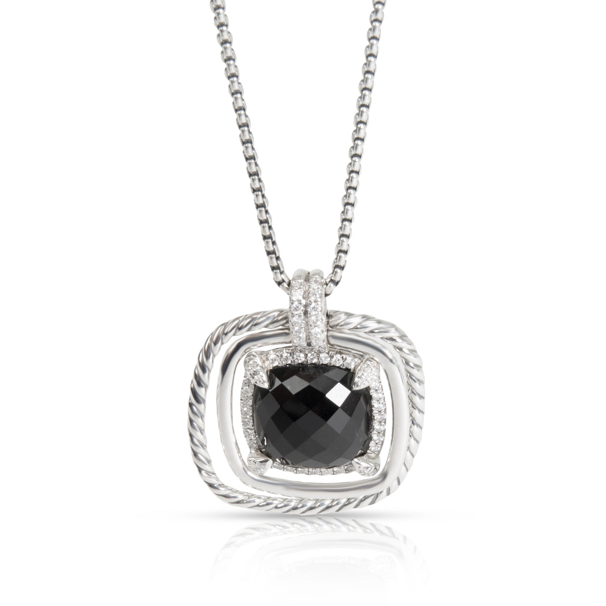 David Yurman Châtelaine Onyx & Diamond Pendant in  Sterling Silver 0.41 CTW