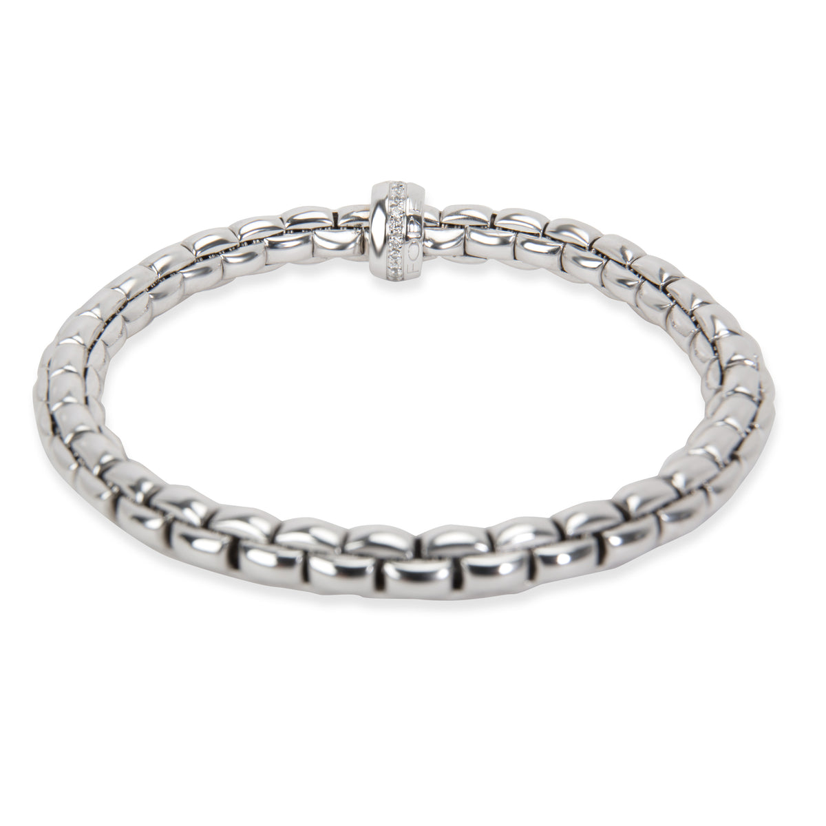 Fope Flex-It Diamond Bangle Bracelet in 18K White Gold 0.18 CTW