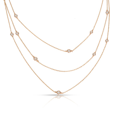 Tiffany & Co. Elsa Peretti Diamonds by the Yard 18K Rose Gold Necklace 1.20ctw