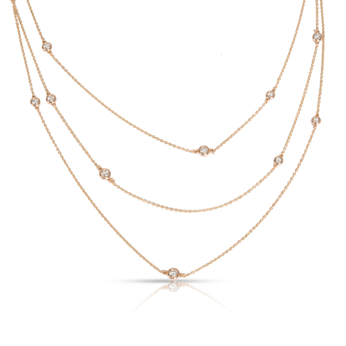 Tiffany & Co. Elsa Peretti Diamonds by the Yard 18K Rose Gold Necklace 1.20ctw