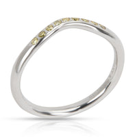 Tiffany & Co. Elsa Peretti Curved Yellow Diamond Band in Platinum 0.08 ctw