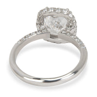 Cushion Cut Diamond Halo Engagement Ring in Platinum (2.09 ct F/SI2)