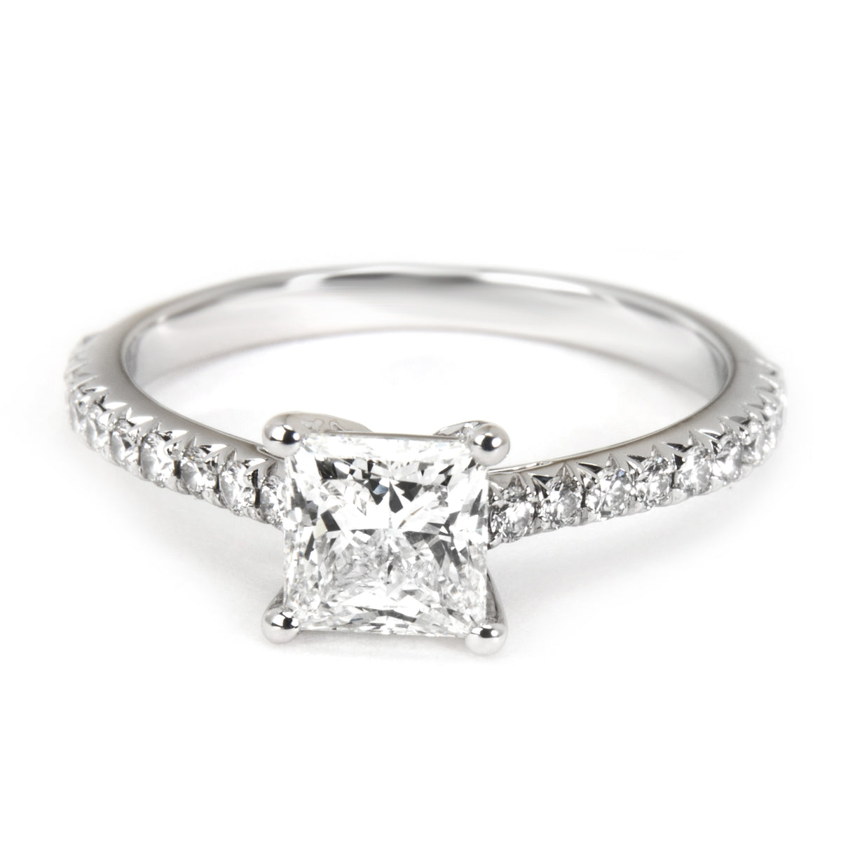 Tiffany & Co. Princess Diamond Engagement Ring in Platinum (H VS1) 0.87 CTW