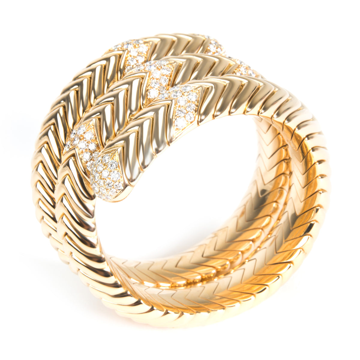 Bulgari Spiga Wrap Diamond Bracelet in 18K Yellow Gold 3.5 CTW