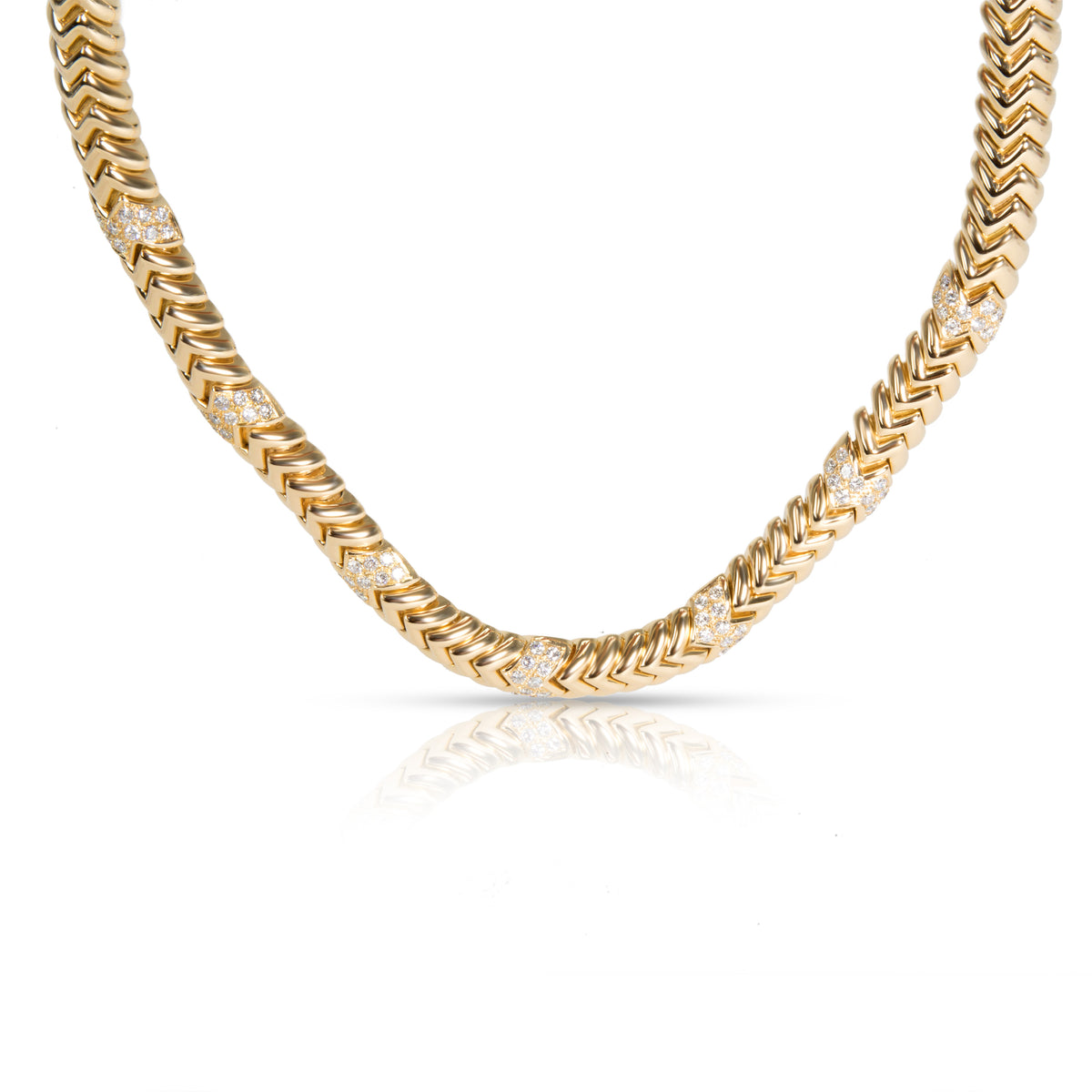 Bulgari Spiga Diamond Necklace in 18K Yellow Gold 4.00 CTW
