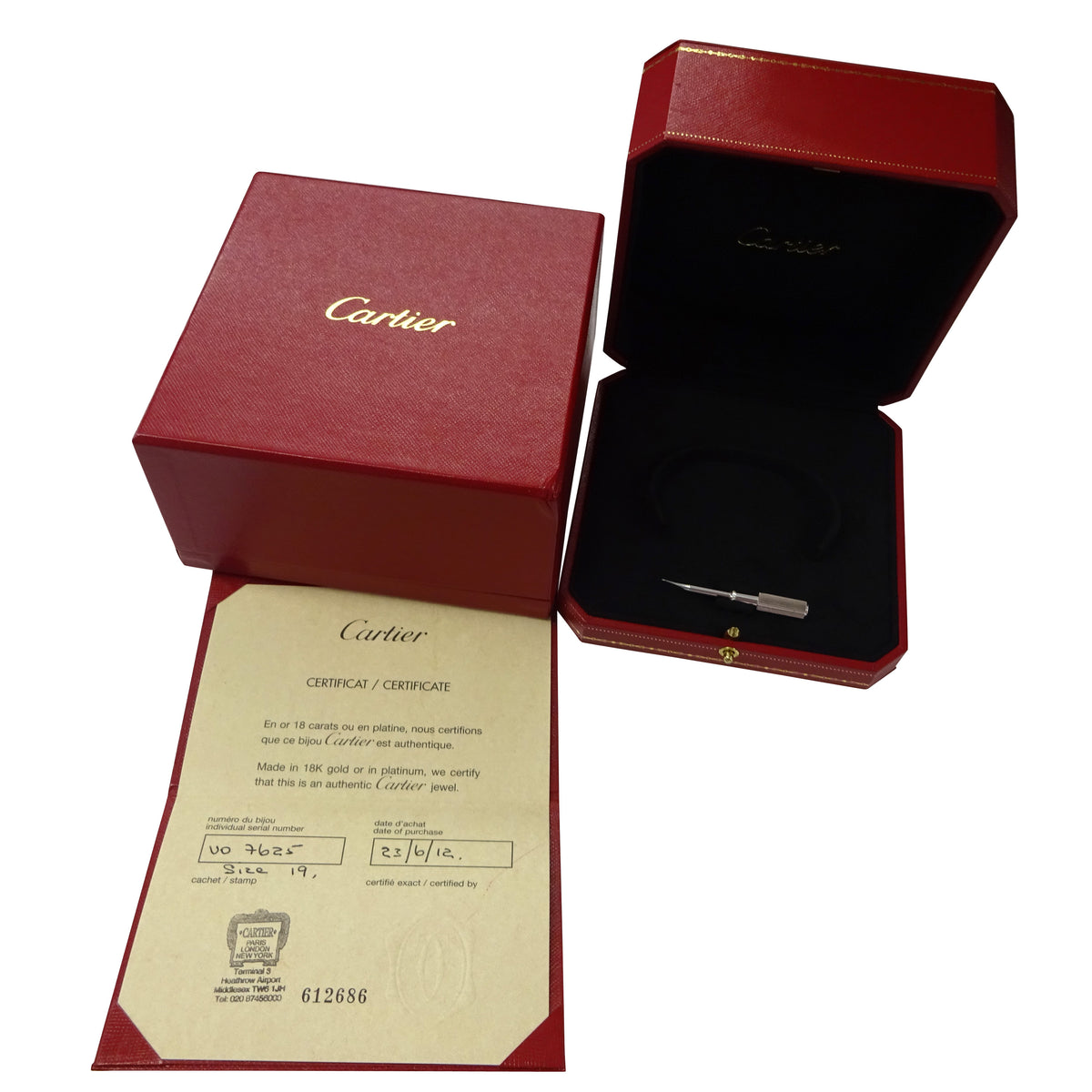 Cartier Love Bracelet in 18K White Gold Size 19 Unisex