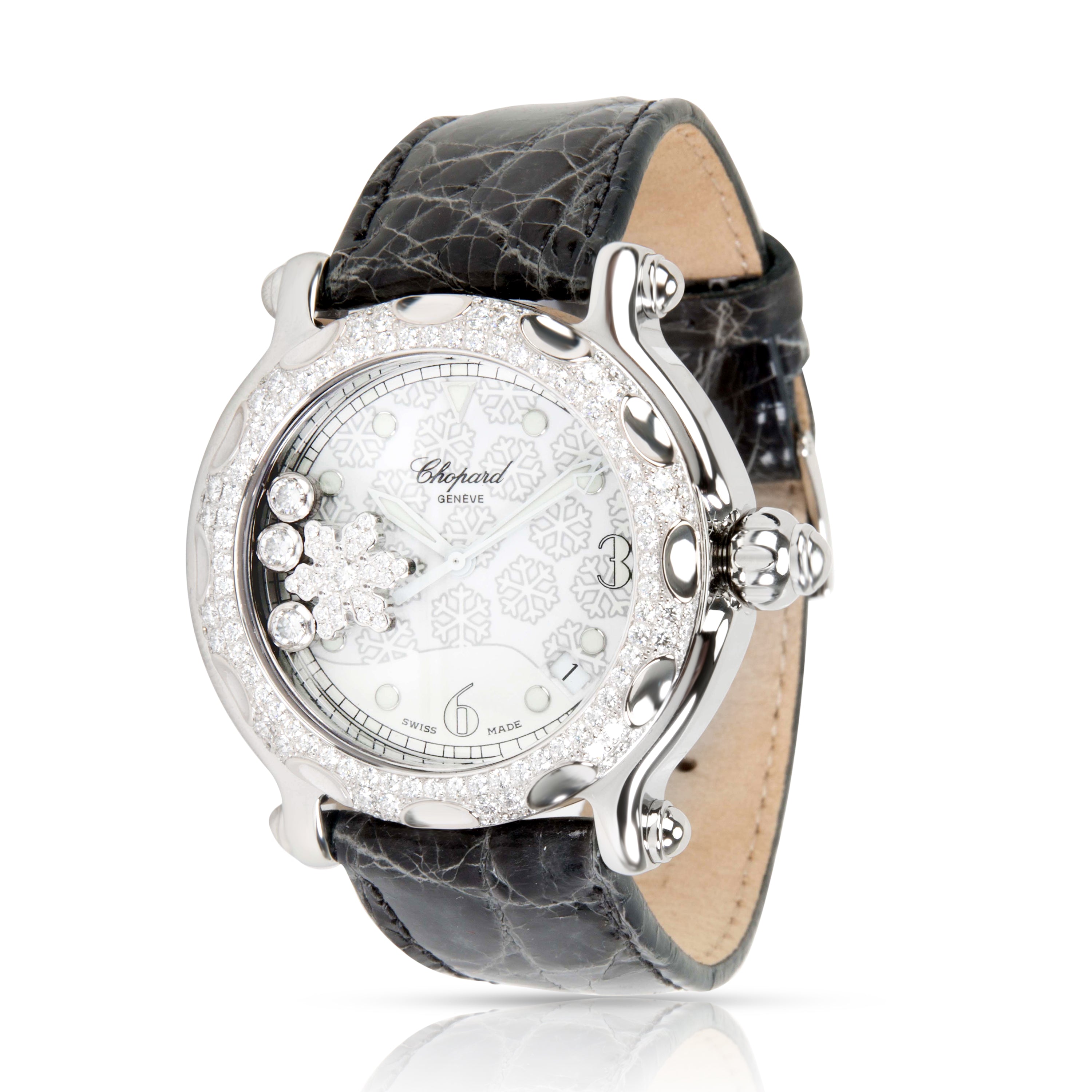 Chopard Happy Sport 288946 2001 Unisex Snowflake Watch in Steel 18K White Gold